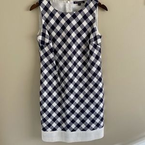 Brooks Brothers Navy & White Check Sleeveless Sheath Dress Size 4